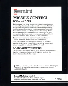 Missile Control (1983)(Gemini Games)[MISSILE] box cover back